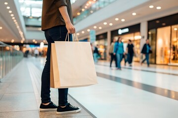 Naklejka premium Brown shopping bag, Empty bag for mockup design