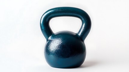 A blue kettle sits on a white background