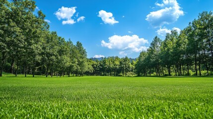 Vibrant Green Meadow Under a Sunny Sky