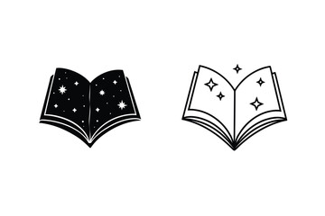 Celestial Book Icons Starry Night, Magic, Literary Design