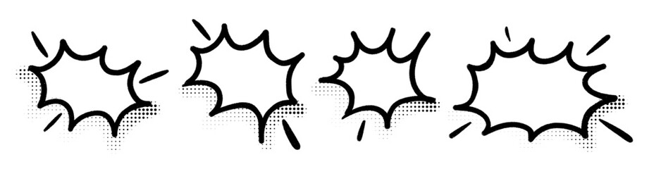 Explosive emphasis bubble for cartoon dialogue. Hand-drawn comic text frame with sharp edges. Flat vector illustration isolated on white background.