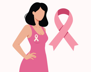 Breast cancer awareness month concept vector illustration.