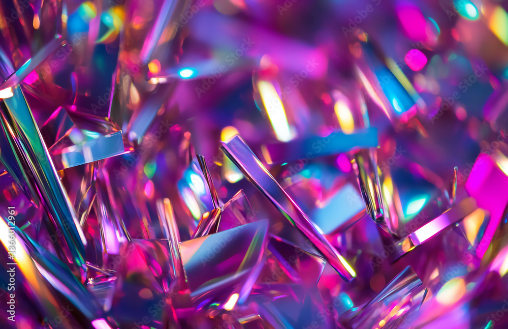 Poster a dazzling array of iridescent shards creating a mesmerizing abstract composition of light and color