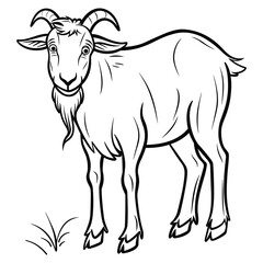 Hand-drawn Goat Illustration - Black and White Line Art