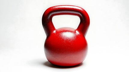 A red kettle sits on a white background
