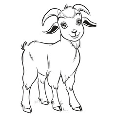 Hand-drawn Goat Illustration - Black and White Line Art