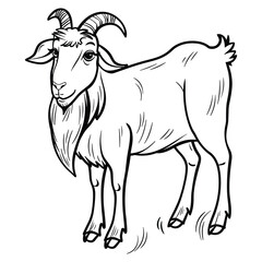 Hand-drawn Goat Illustration - Black and White Line Art