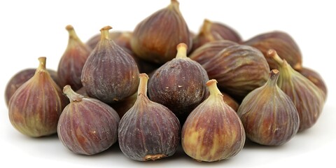 Fototapeta premium Pile of Delicious Ripe Figs Ready to Enjoy, Studio Shot on White