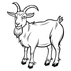 Hand-drawn Goat Illustration - Black and White Line Art