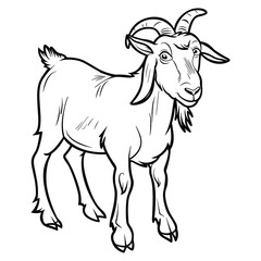 Hand-drawn Goat Illustration - Black and White Line Art
