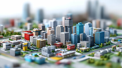 Colorful Pixelated Cityscape Model