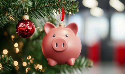 This charming Christmas decoration symbolizes seasonal savings and budgeting.