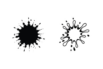 Ink Splatter Designs Black Ink Blots, Liquid Splashes, Graphic Elements