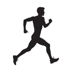 Running Silhouette  Dynamic Athletic Motion Icon  Illustration vector white Background 