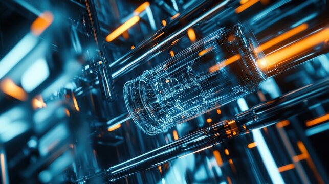 A quantum computer processing data in a high tech lab, glowing circuits and cooling systems visible, Futuristic style
