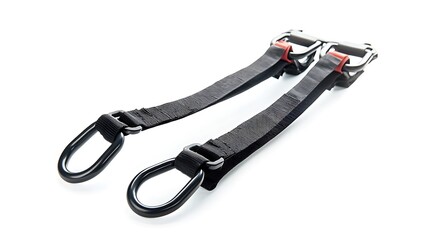 Two black straps with red and black straps