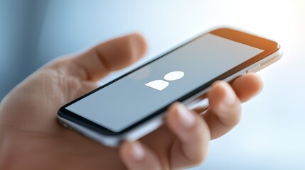 Closeup of person holding apple phone, mobile technology and communication in the digital age