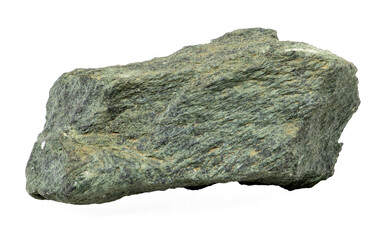 Close-up of Actinolite mineral, isolated on white background