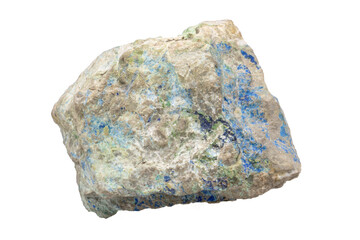 Close-up of Azurite mineral, isolated on white background
