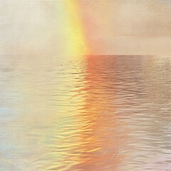 Serene sunset reflection over calm waters coastal landscape digital art tranquil environment aerial view nature's beauty