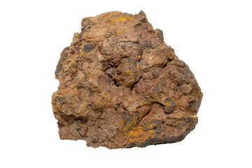 Close-up of mineral Limonite, isolated on white background