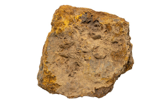 Close-up of mineral Limonite, isolated on white background