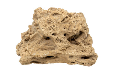 Obraz premium Close-up of Limestone tuff mineral, isolated on white background 