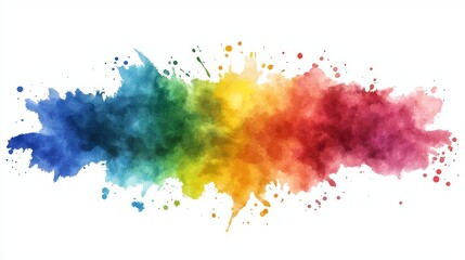 Fototapeta premium Colorful watercolor splash art on white canvas background, vibrant and abstract design