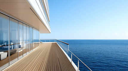 Fototapeta premium Modern Luxury Yacht Deck With Ocean View