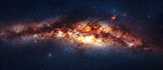 Fototapeta premium High-resolution Long exposure Panorama of the Milky Way Galaxy with Stars and Space Dust - Ultra Wide Screen Wallpaper