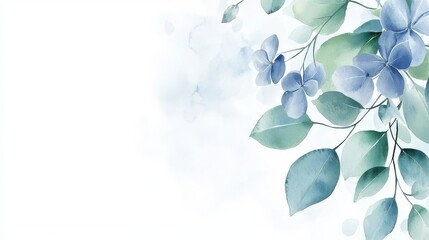 Obraz premium Watercolor leaves background, a serene natureinspired template for artistic creations