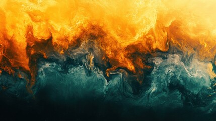 Celestial Fusion: An Abstract Dance of Fire and Sea in Swirling Motion