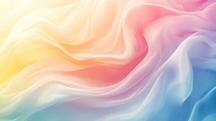 Obraz premium A soft pastel rainbow wallpaper with gentle hues of pink, blue, and yellow, creating a soothing and dreamy vibe