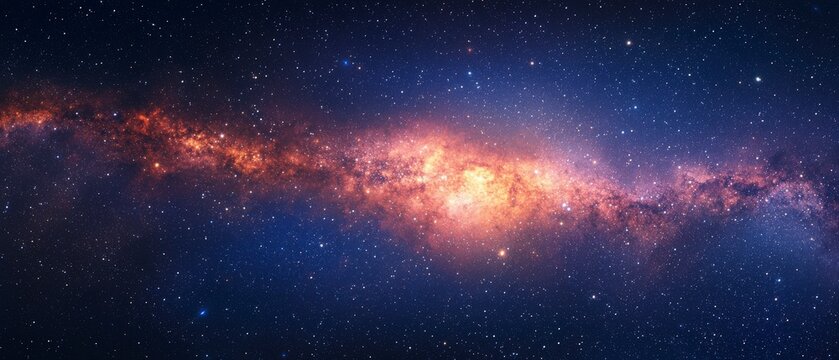 High-resolution Long Exposure Panorama of the Milky Way Galaxy with Stars and Space Dust - Ultra Wide Screen Wallpaper