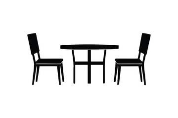 Table with chairs icon on white background