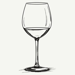 Hand-drawn Wine Glass - Simple Line Art Illustration