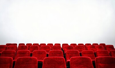 Fototapeta premium The allure of red cinema chairs enhances the viewing experience.