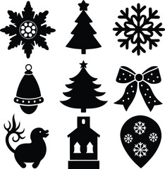 Christmas 9 icon pack silhouette illustration
