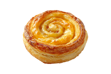 Cheese danish pastry Isolated on White or Transparent Background.