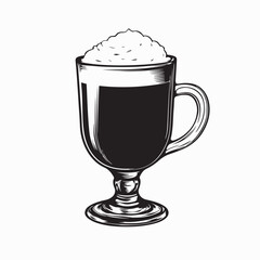 Irish Coffee Vector. Illustration of Irish Coffee Glass Isolated  on white background.
