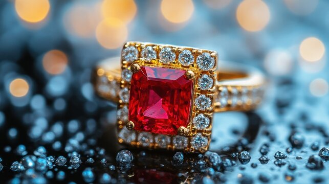 Sparkling ruby ring with diamond accents