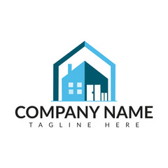 real estate corporate logo. Real estate logo vector template. Corporate real estate logo Initial Letter R Logo. Orange and White Geometric Shape Origami Style isolated on Blue Background. Flat Vector