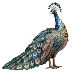 Obraz premium Detailed Illustration of a Peacock Displaying its Feathers