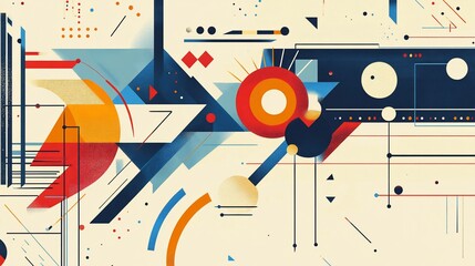 Obraz premium Abstract Geometric Composition in Vibrant Hues