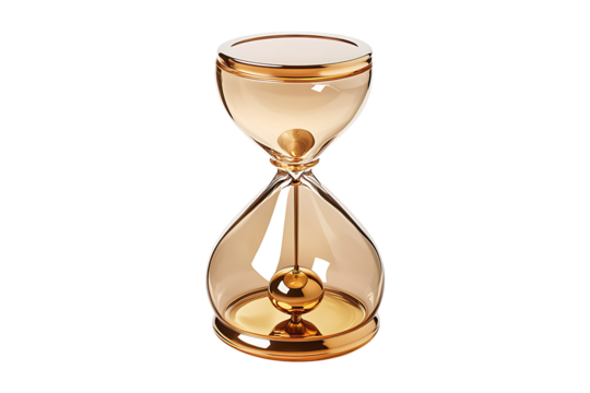 Golden Hourglass Isolated on White or Transparent Background.