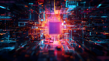 Fototapeta premium Abstract Futuristic Digital Chip Technology Graphic Design