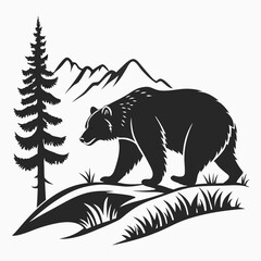 grizzly bear silhouette icon vector