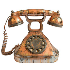 Vintage Rusty Rotary Phone with Cord
