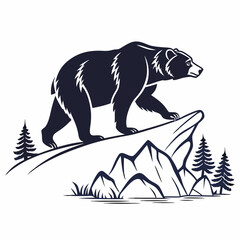 grizzly bear silhouette icon vector