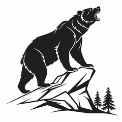 grizzly bear silhouette icon vector